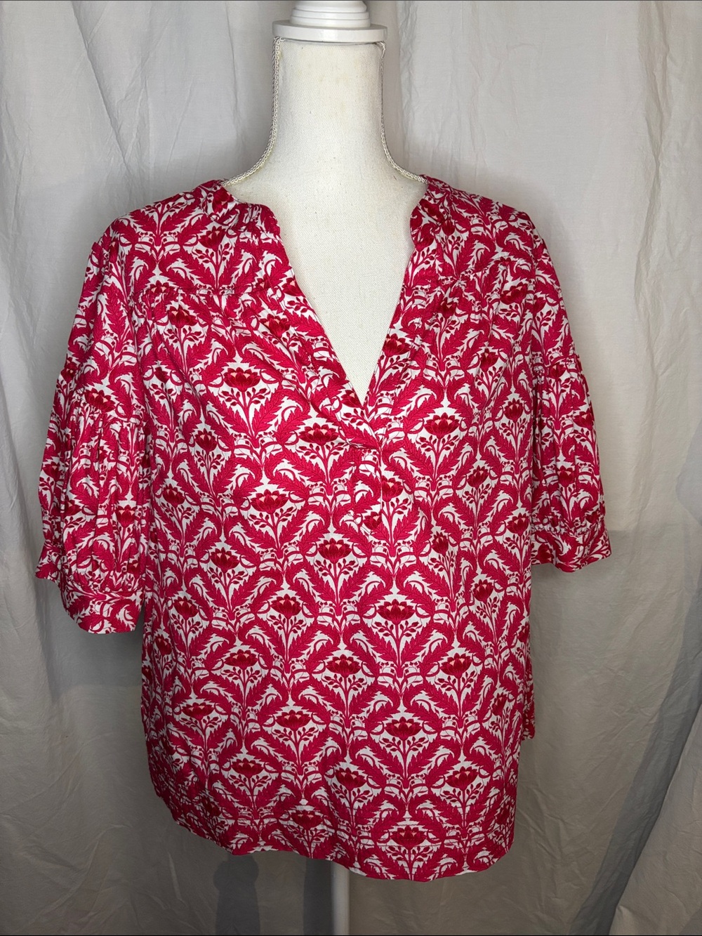 Philosophy Pink and White Printed V-Neck Blouse (14)
